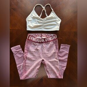 Gymshark White Bra and Pink Leggings Set